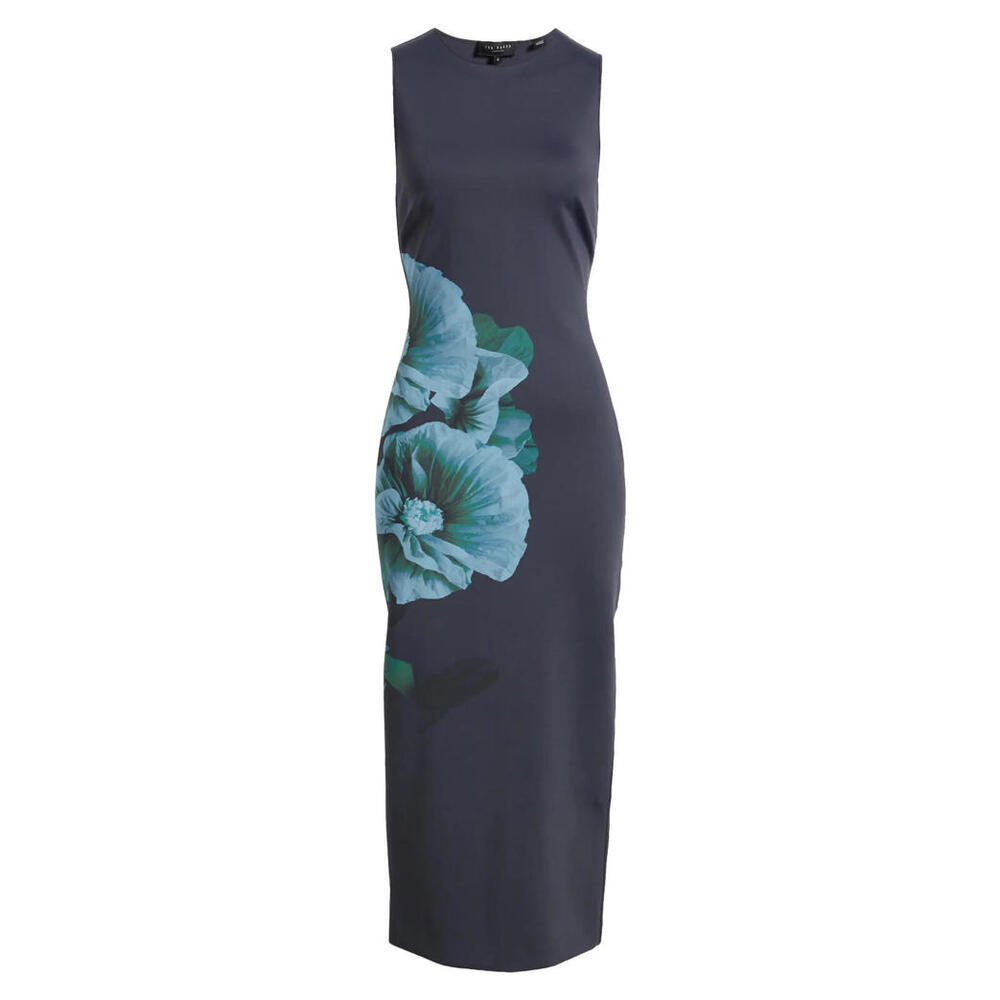 NEW, Ted Baker Cloudi Print Scuba Knit Body-Con Dress Navy Blue Size 1 #MD466 - Picture 1 of 10
